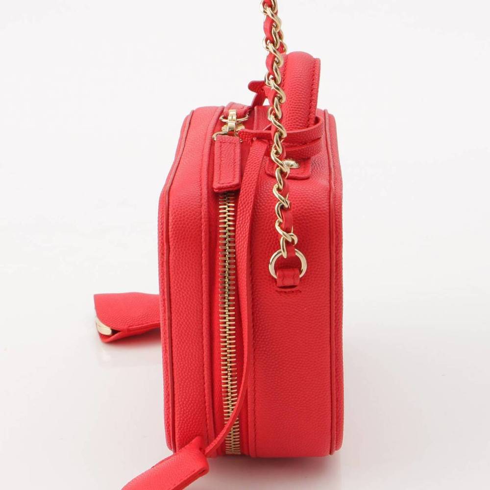 Chanel Mini Shoulder Caviar Skin Bag Filigree CC Red